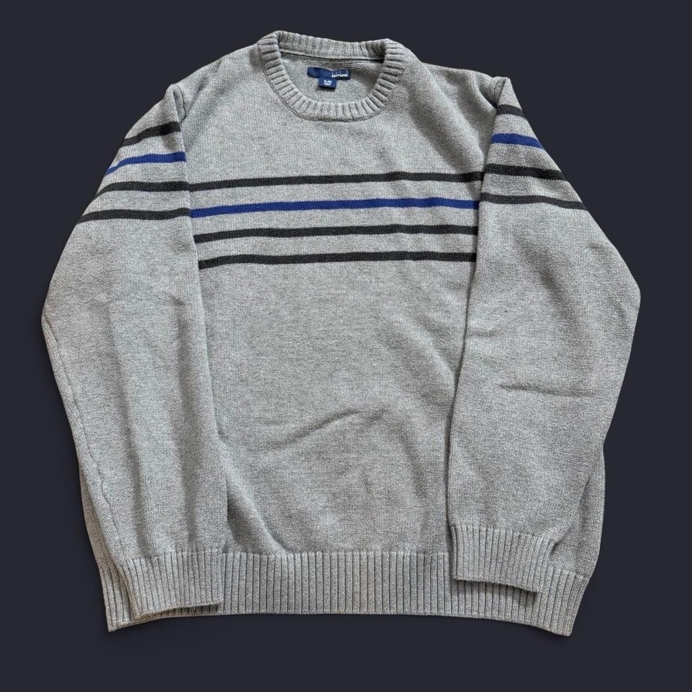 Basic Editions Striped Crewneck Knit Sweater Men's Size XL Y2K 2000s Casual